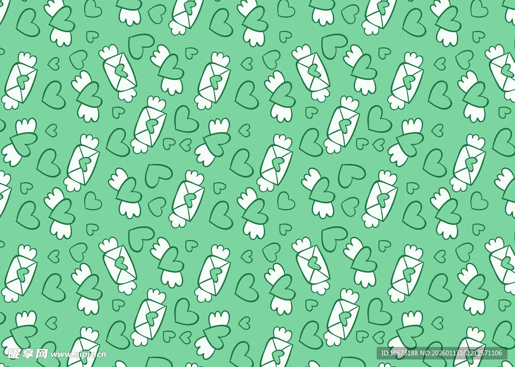 绿色底白色图案无缝背景