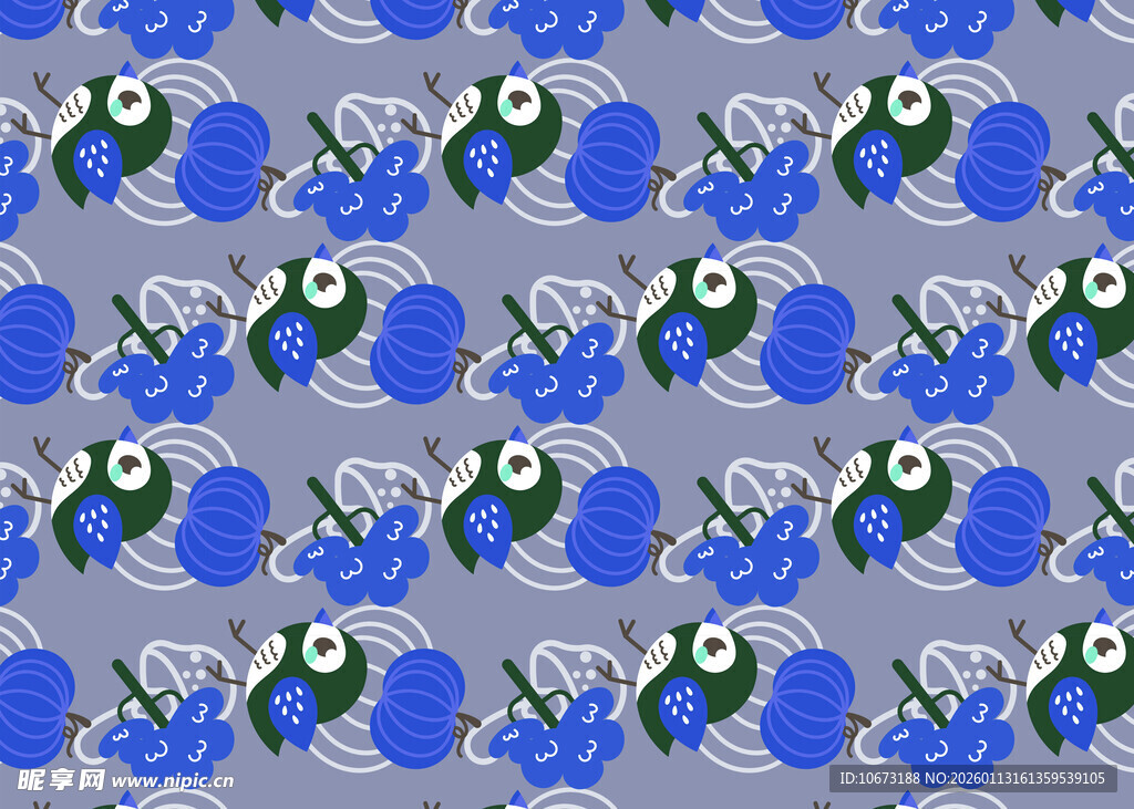 蓝色卡通图案无缝背景