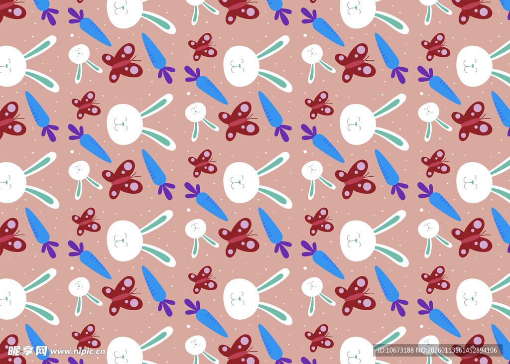 多彩卡通图案无缝背景图