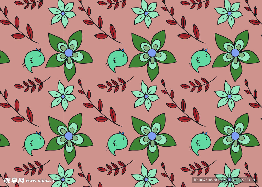 粉色底花卉图案设计