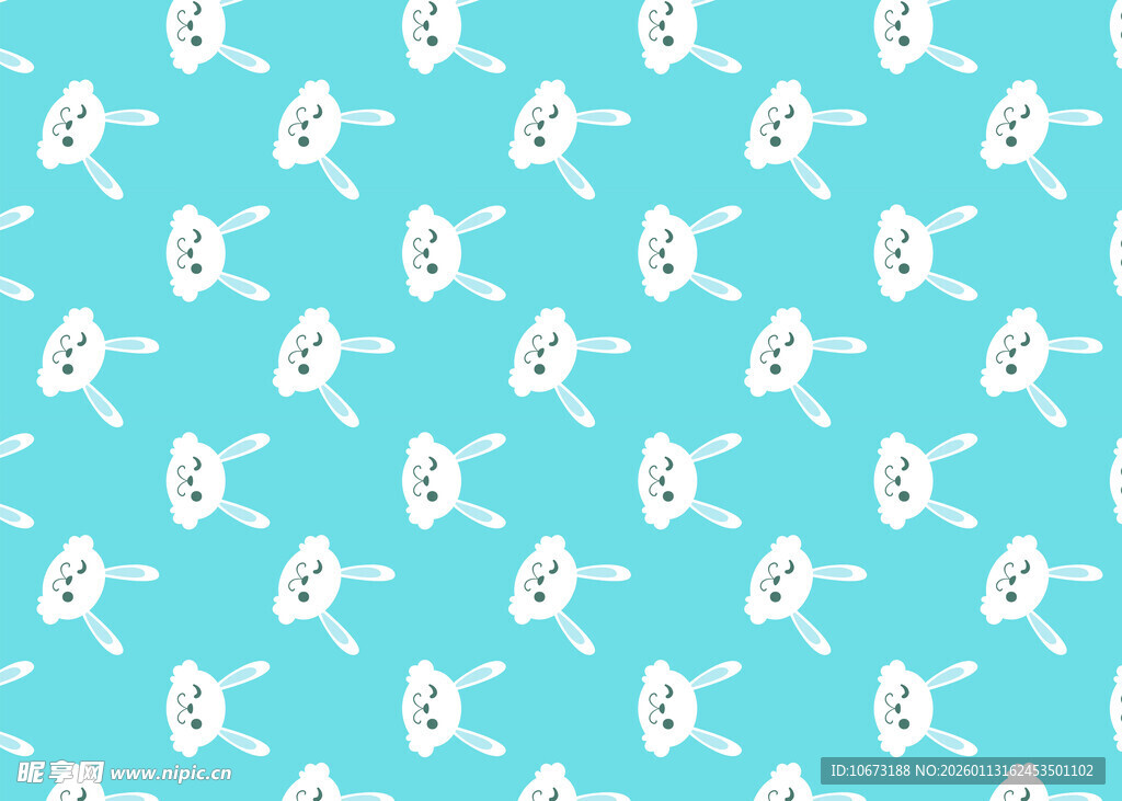 蓝底兔子图案无缝背景图