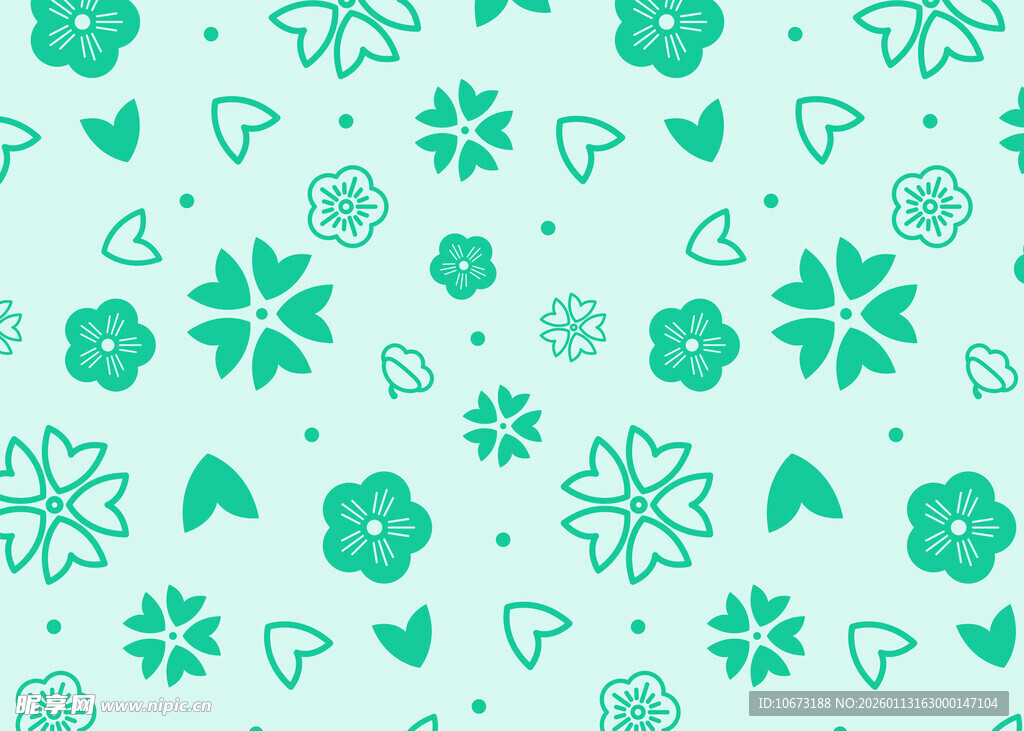 清新绿色花卉图案背景