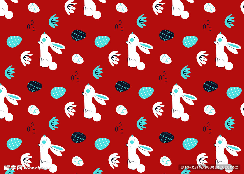 红色背景可爱兔子图案