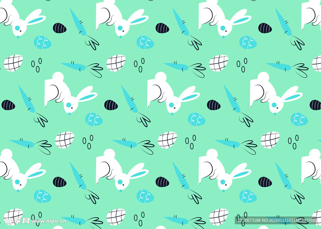 绿色背景兔子图案设计