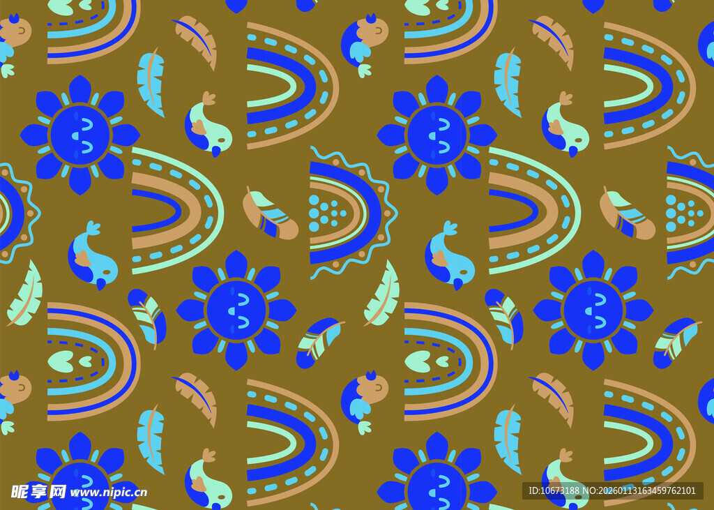 复古风几何花卉图案纹理