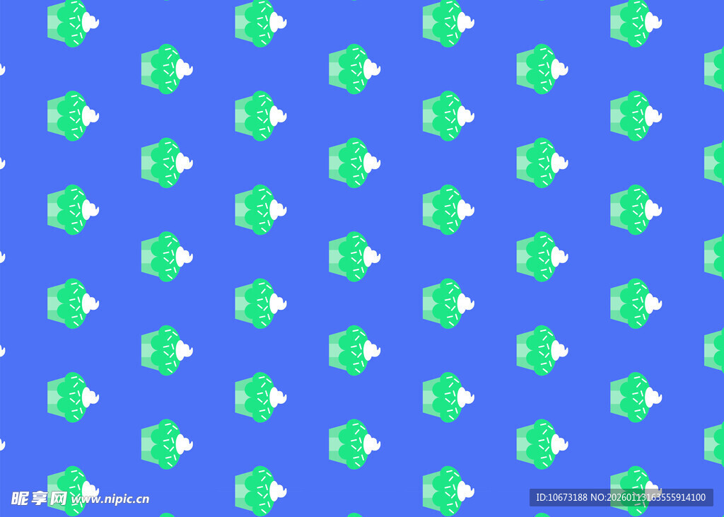 蓝底绿白图案重复背景图