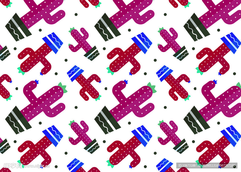 多彩仙人掌图案背景