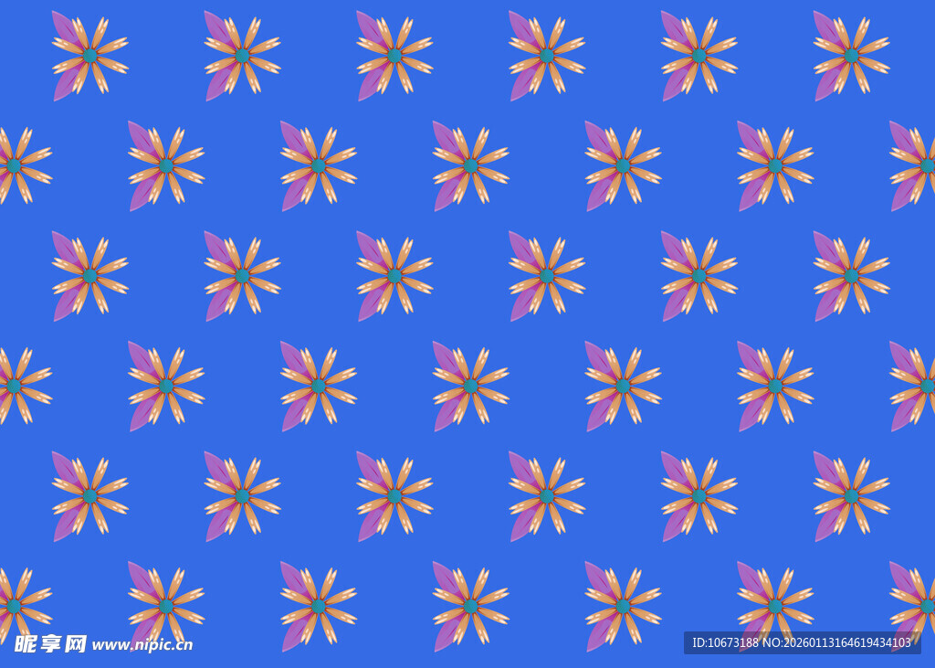 蓝色背景花朵图案纹理