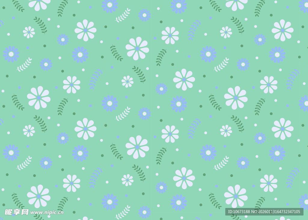 清新绿底小花图案背景