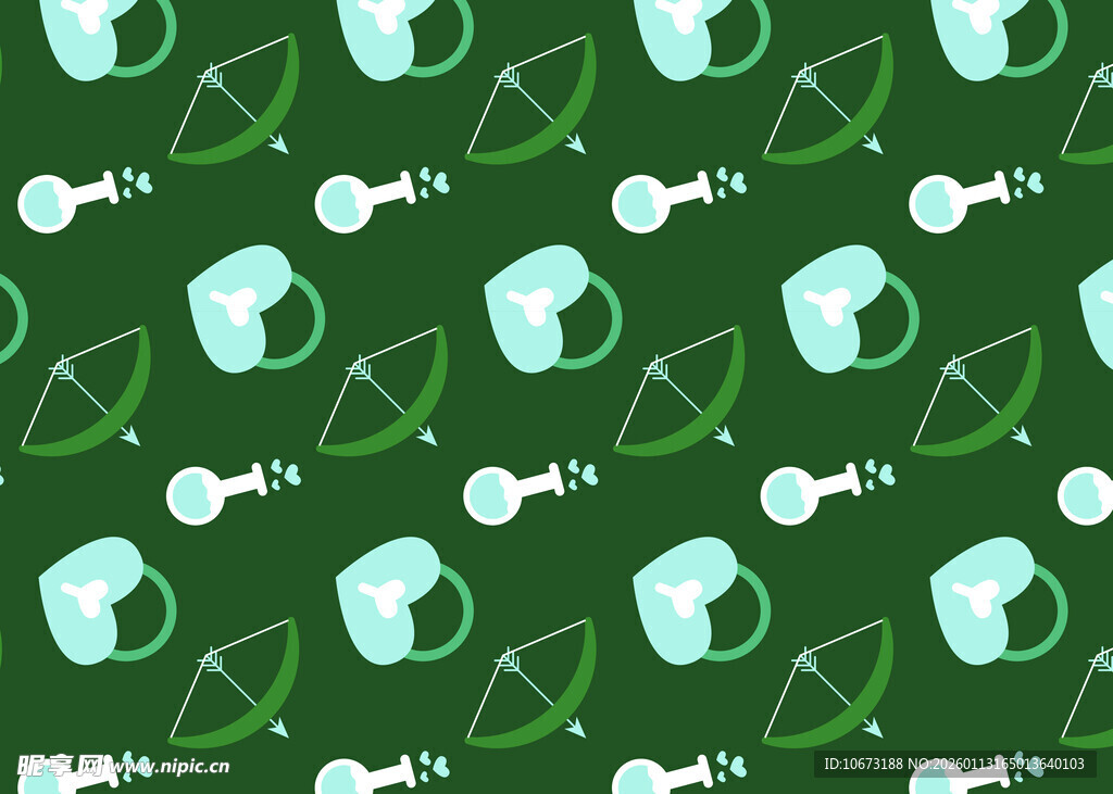 绿色卡通弓箭杯子图案背景