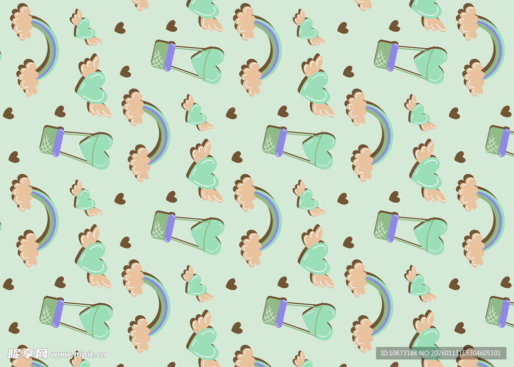 卡通风格手与钞票图案背景