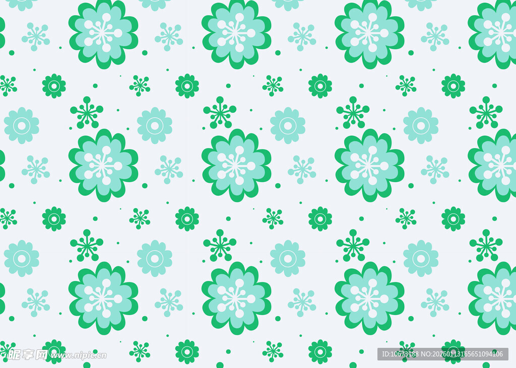 清新绿白花卉图案背景
