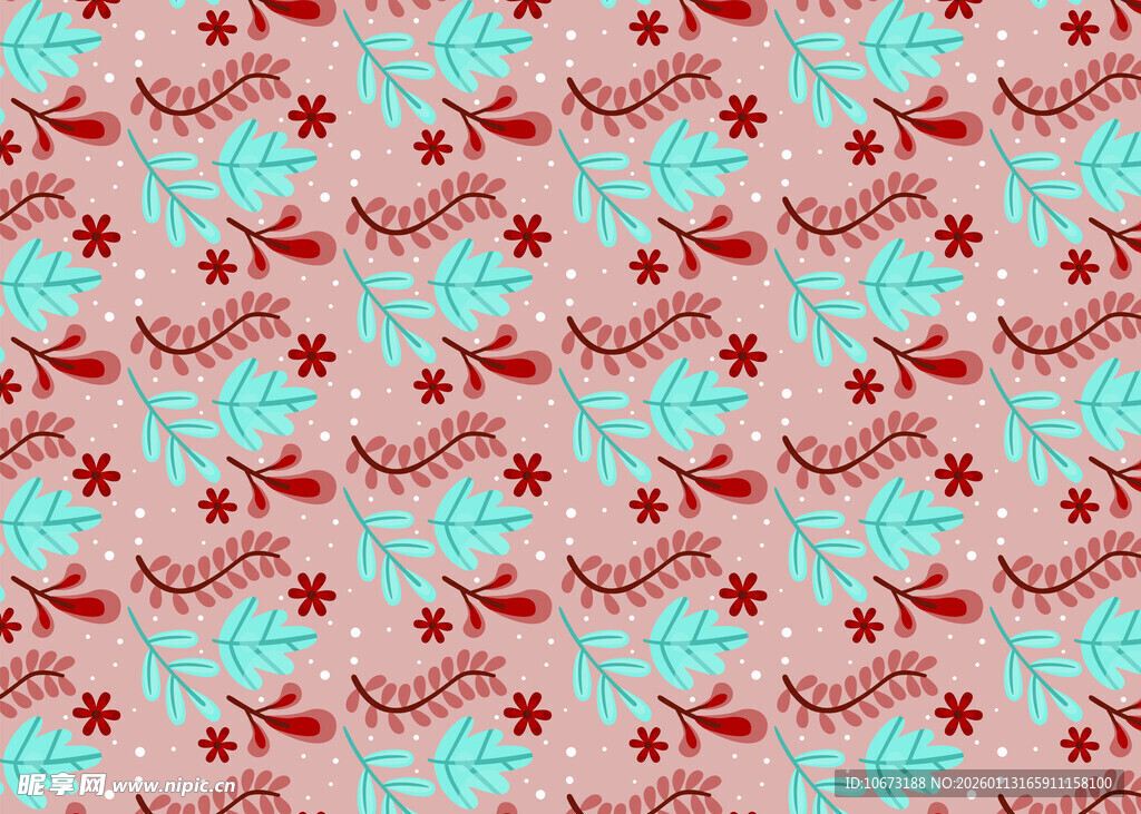 粉色底红蓝花纹图案