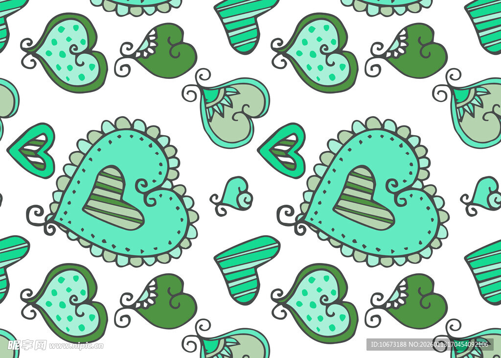 爱心蝴蝶图案无缝背景图