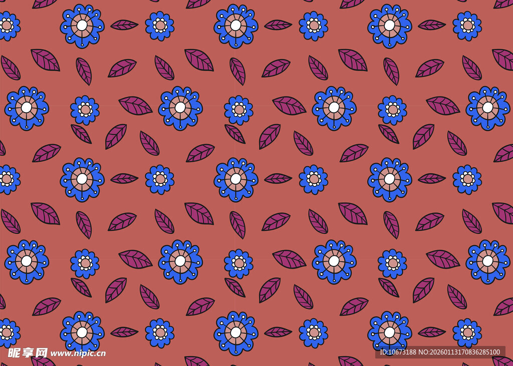 蓝花紫底几何图案纹理