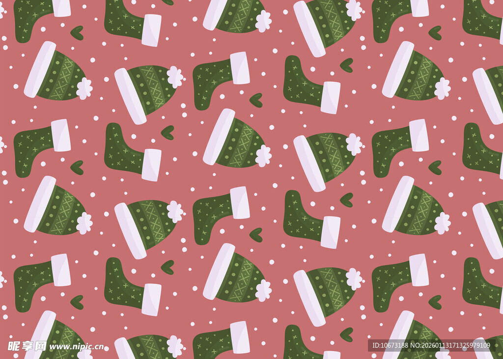 圣诞袜图案背景设计素材