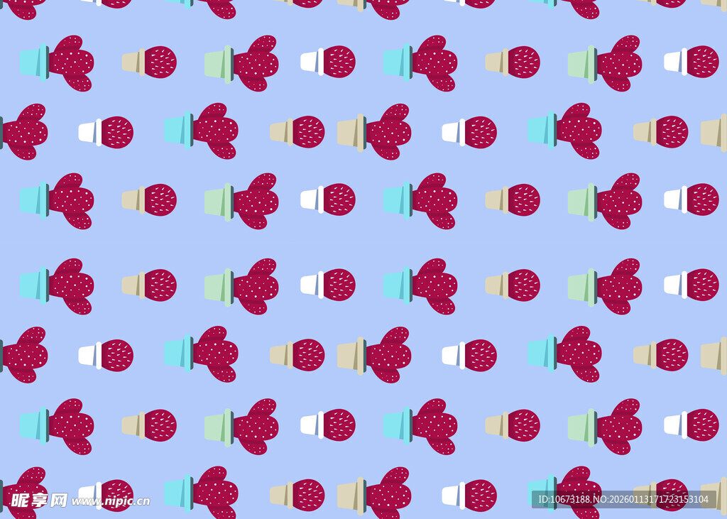 蓝色背景樱桃图案纹理