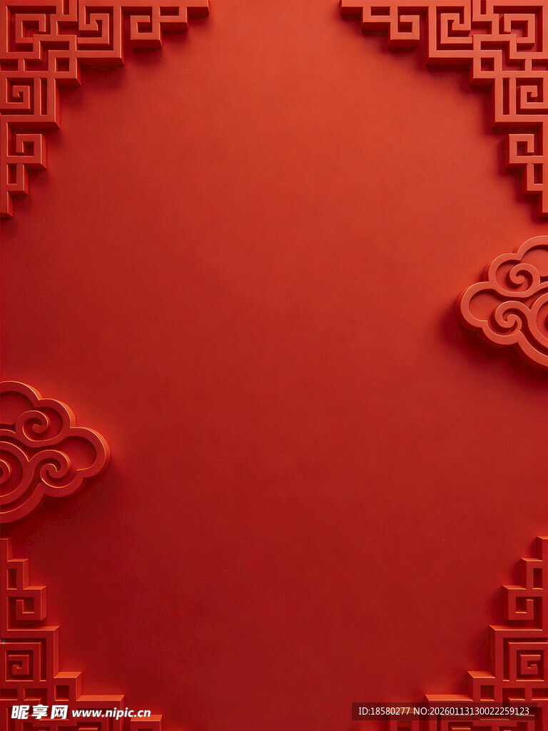 中式红色雕花背景