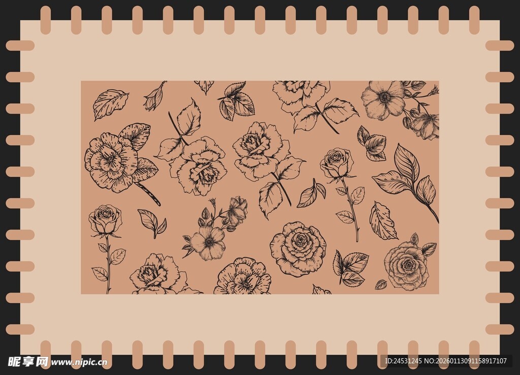 手绘花卉图案设计素材桌布壁纸