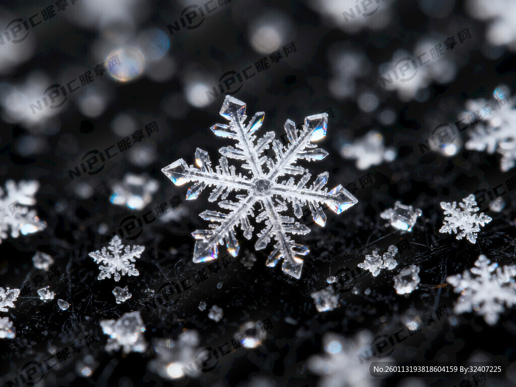 一个很小很小的雪花 透明白色