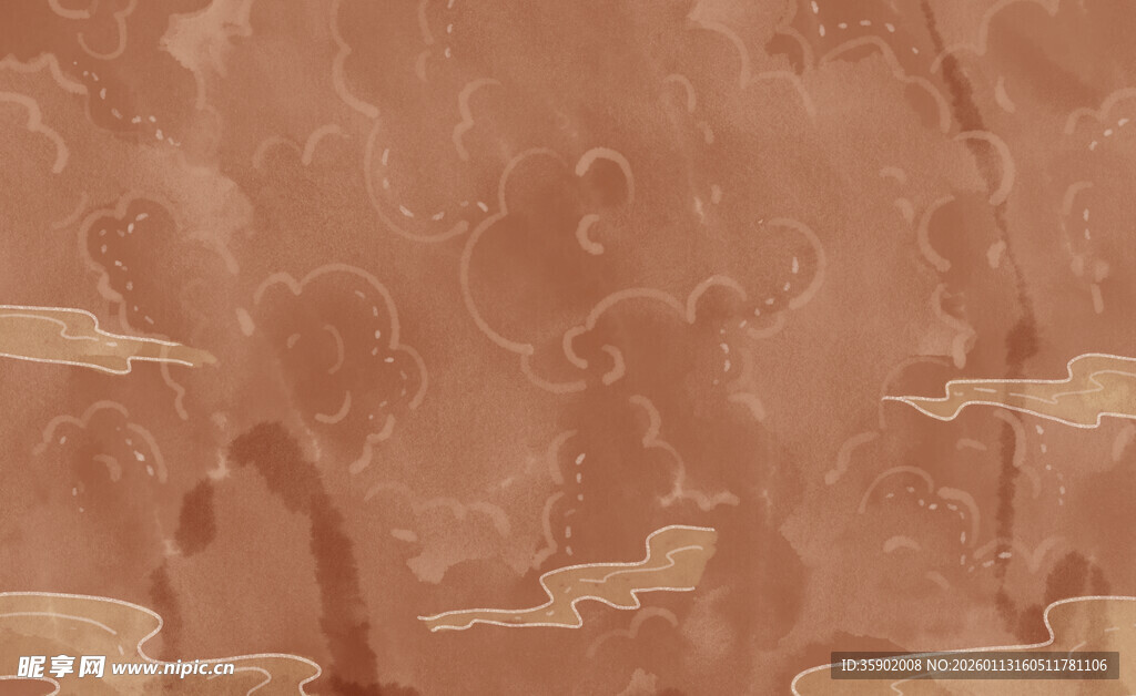 古风棕色调云纹背景图案