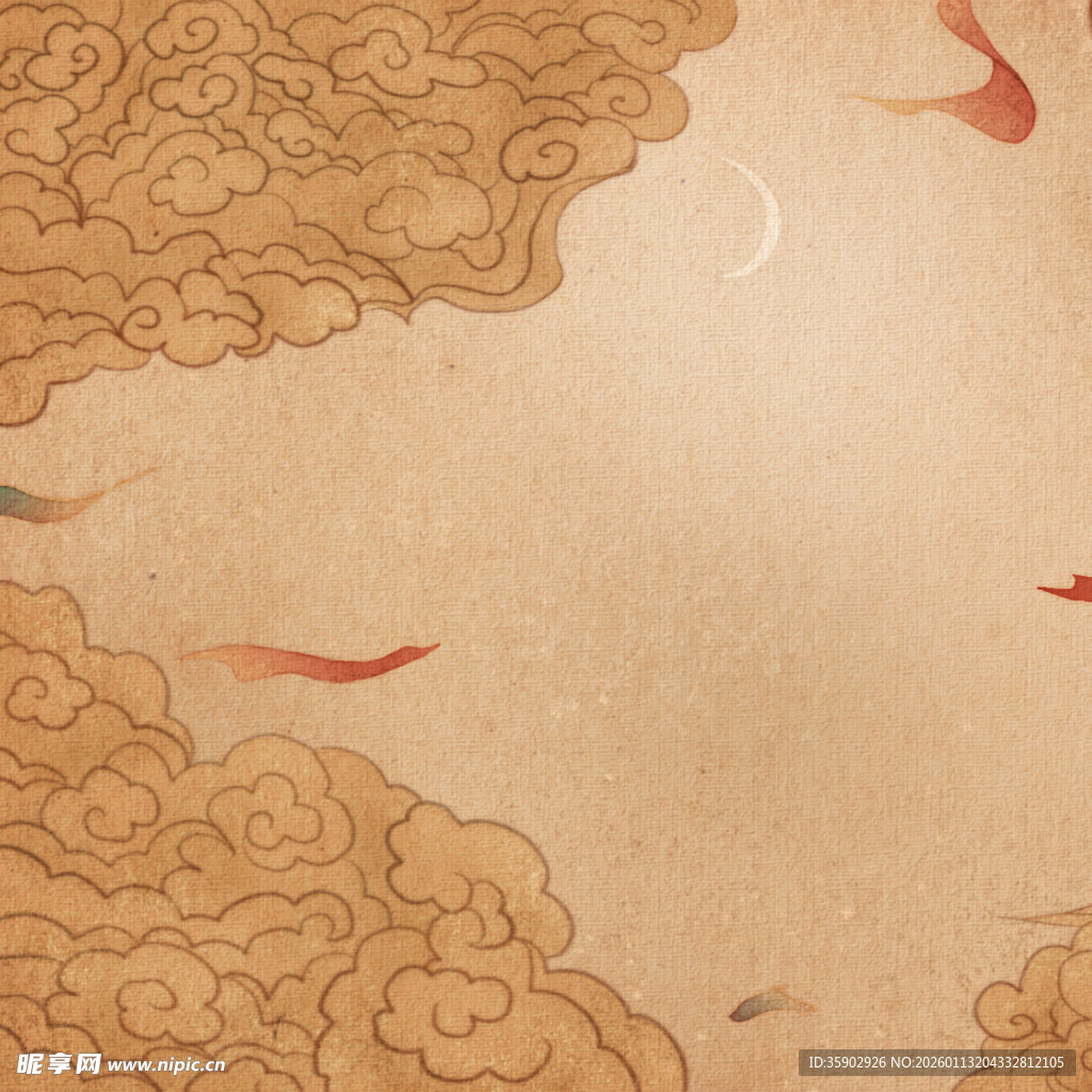 古风祥云游鱼背景图