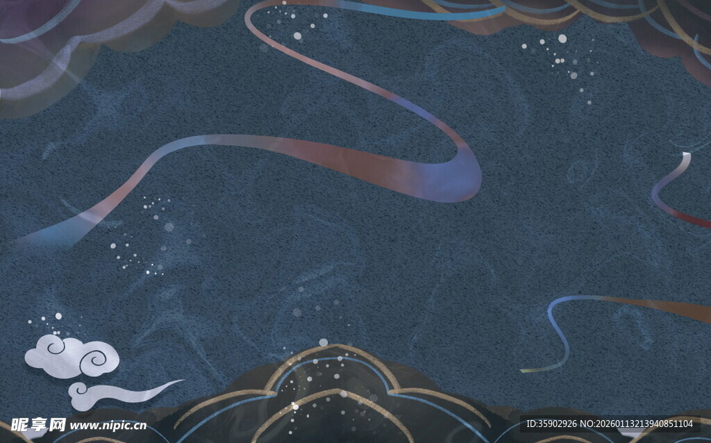 梦幻国风神秘流动图案