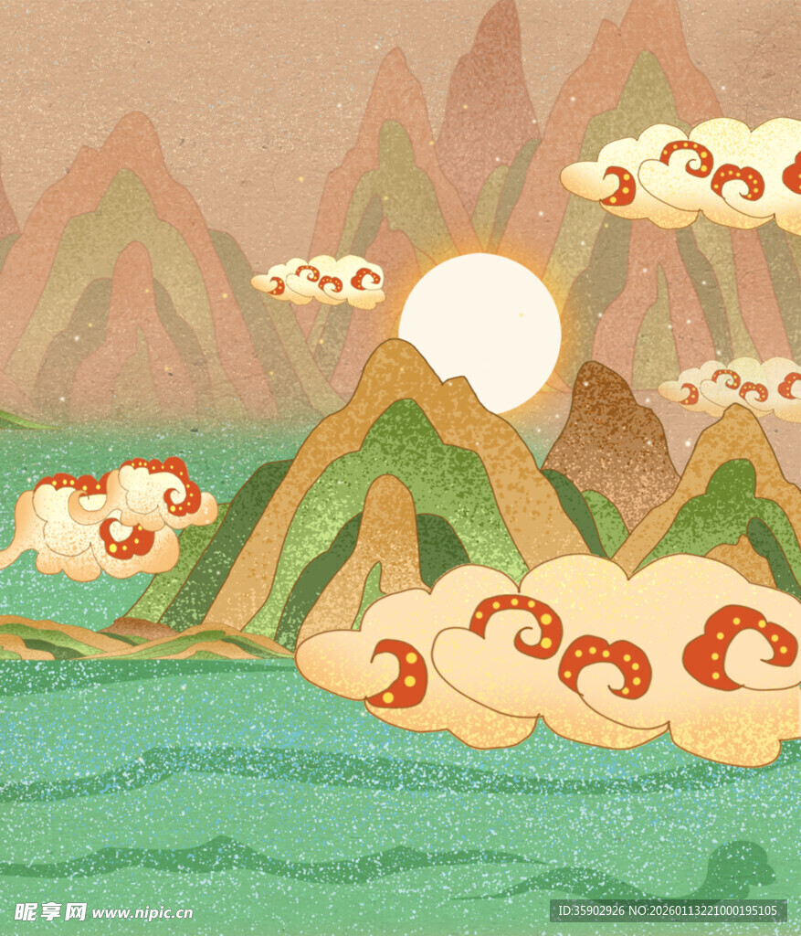 山水间的日出奇幻景象