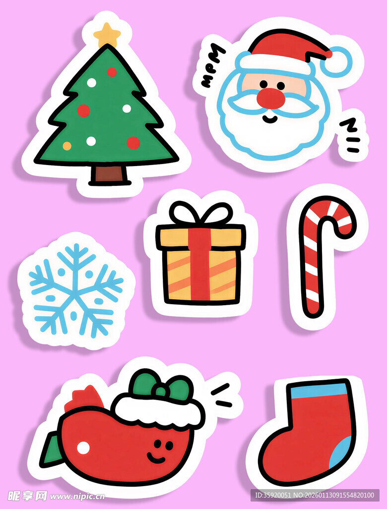 圣诞可爱贴纸图案