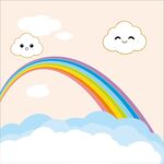彩虹与云朵的可爱插画