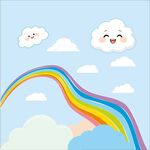 天空中的彩虹与云朵