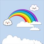 天空中的可爱彩虹与云朵