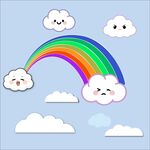 彩虹与云朵的可爱插画