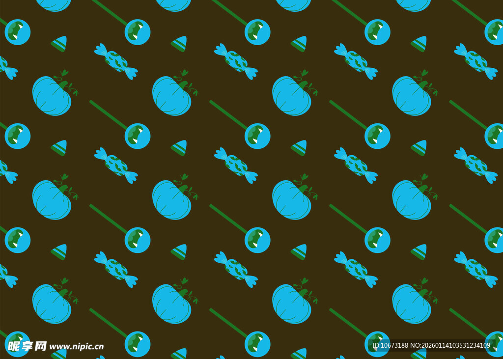 蓝绿图案深色背景无缝纹理