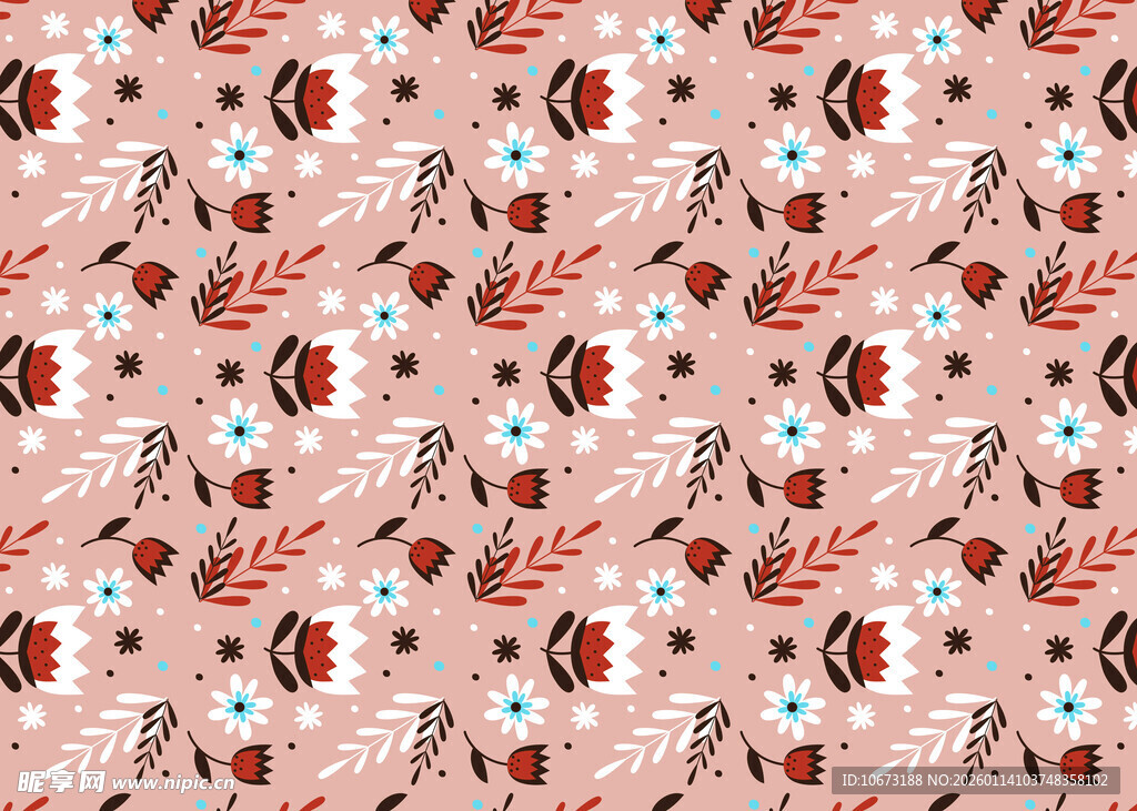 复古风多彩花卉图案