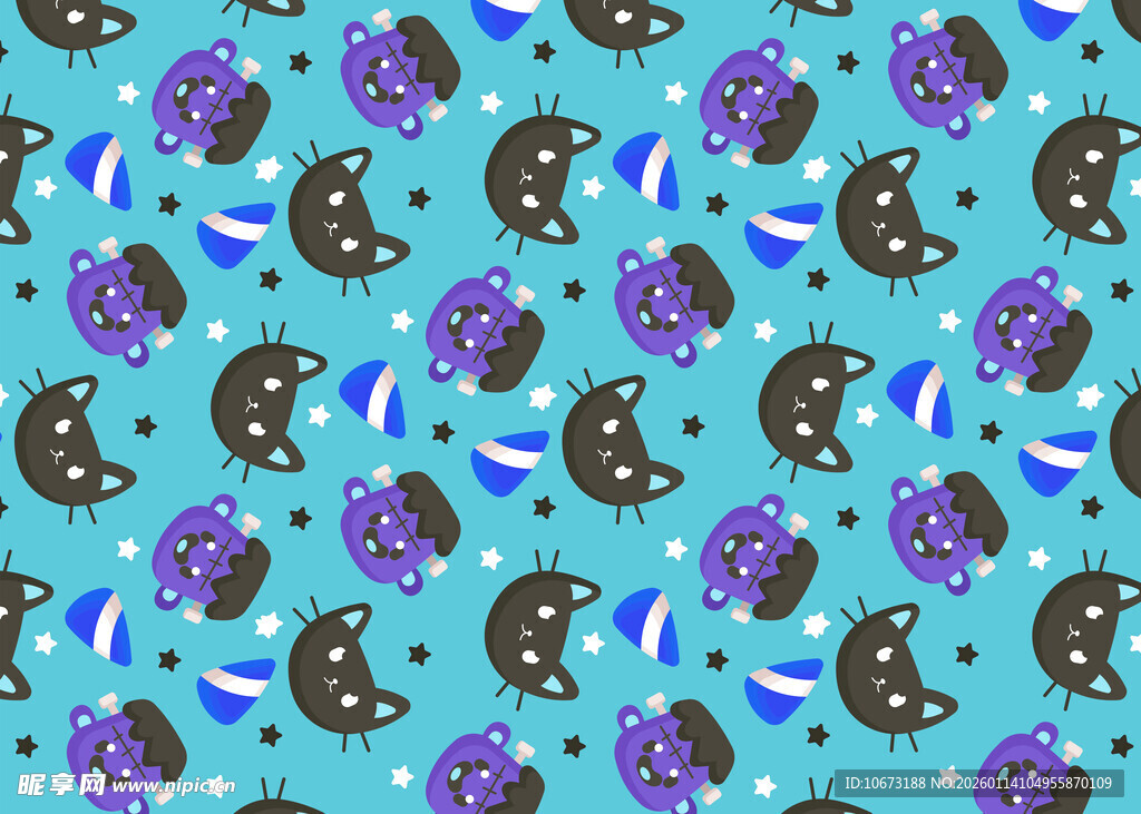 海洋生物图案的蓝色背景