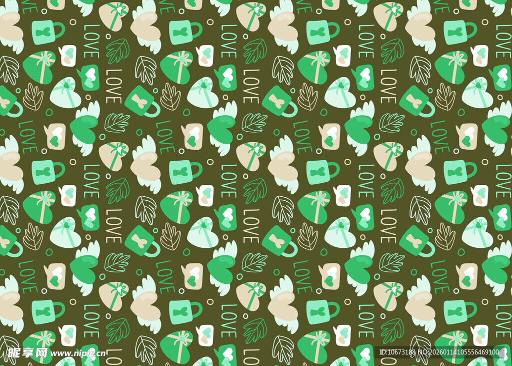 绿色卡通图案无缝纹理背景