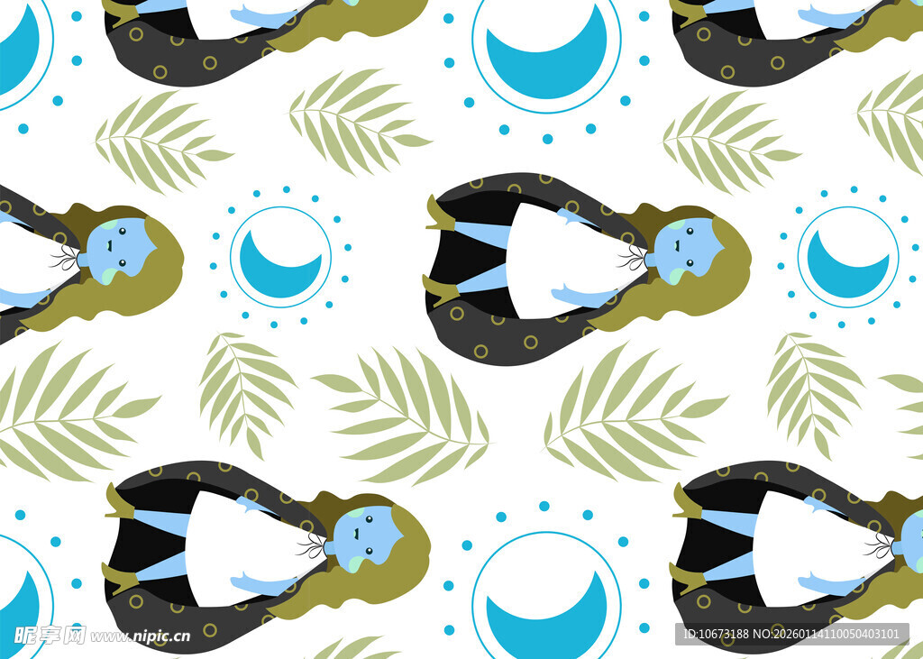 热带风企鹅图案无缝背景