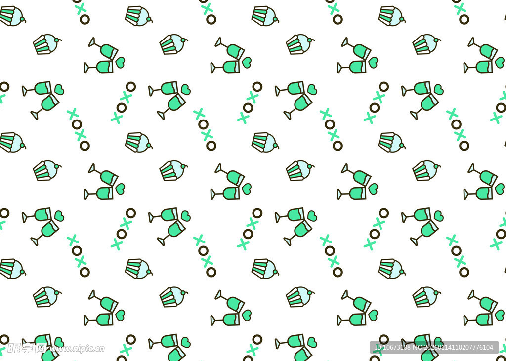 绿色卡通图案无缝背景图