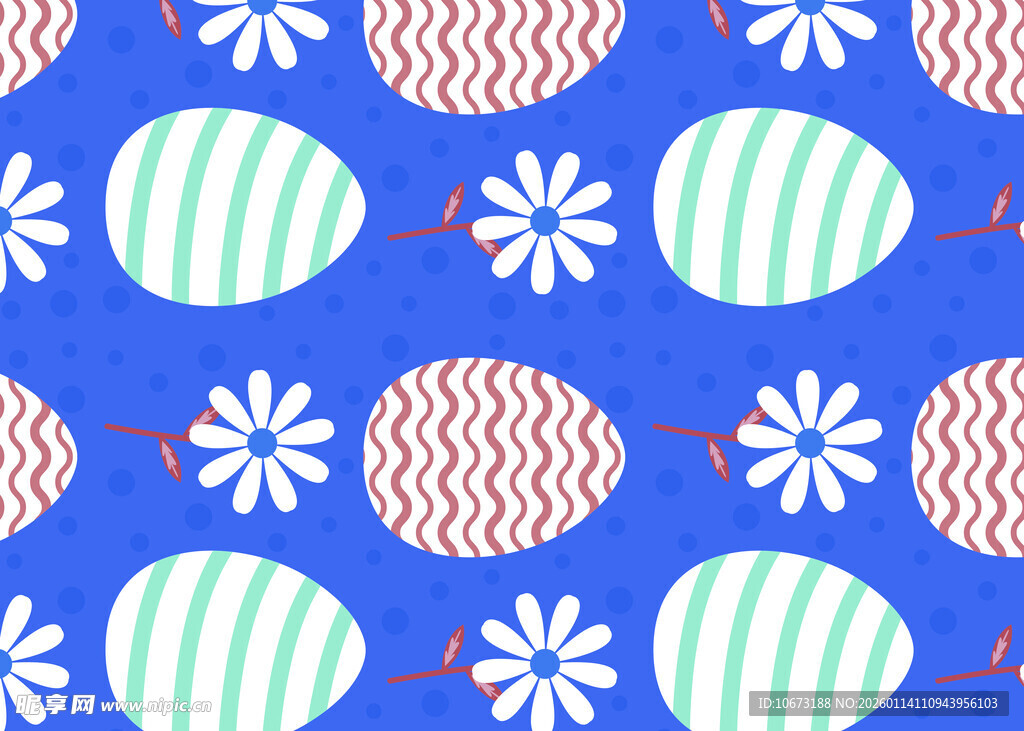 蓝色底多彩图案装饰花纹