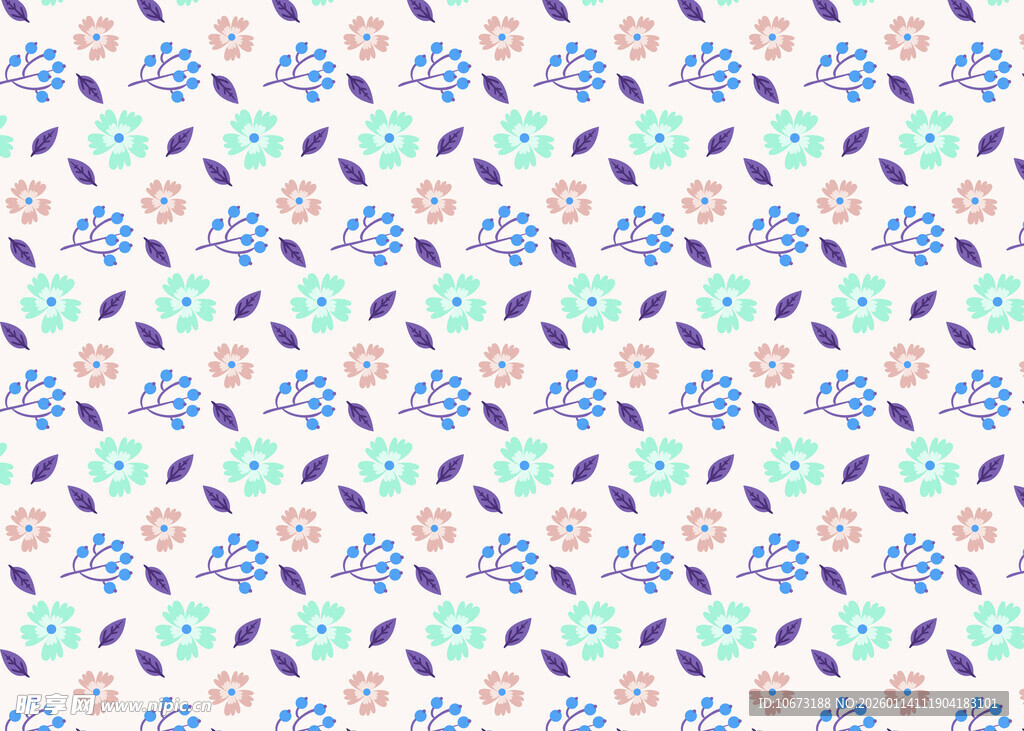 清新花卉几何图案背景