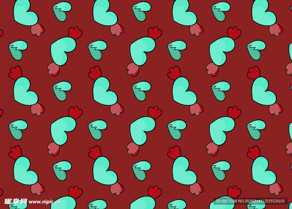 红色背景的卡通图案纹理