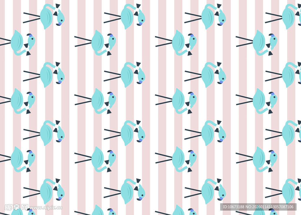 条纹背景的小鸟图案