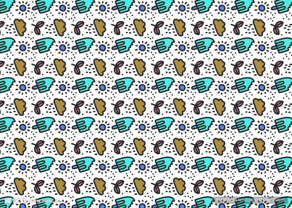 多彩鱼形图案无缝背景