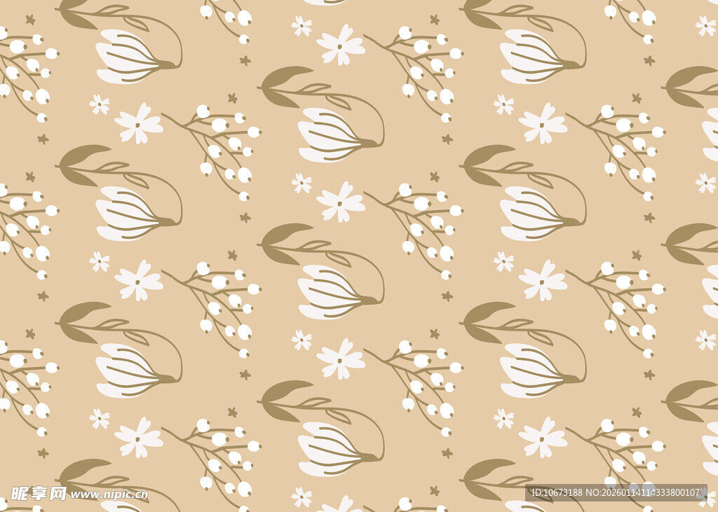米色底花卉藤蔓图案背景