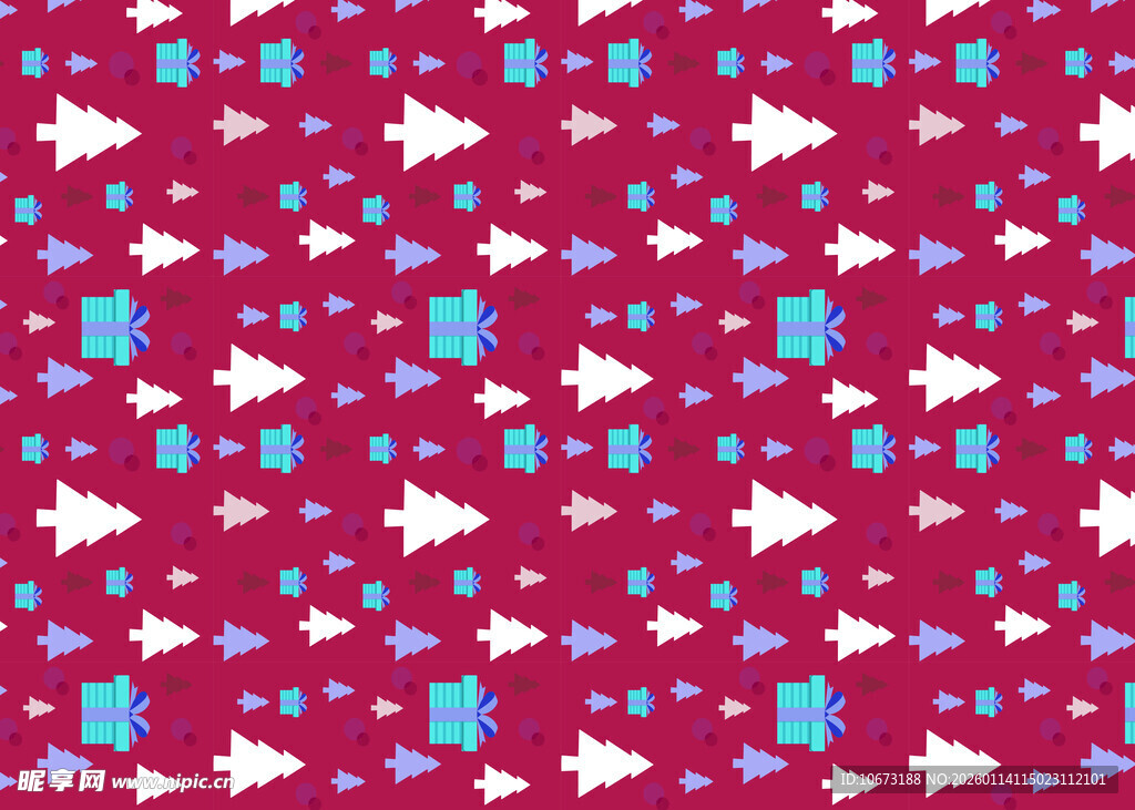 红色底多彩图案无缝背景