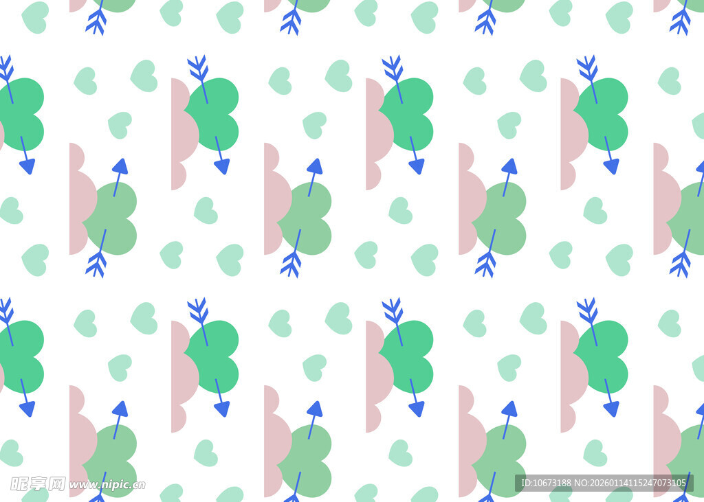 清新绿植几何图案背景