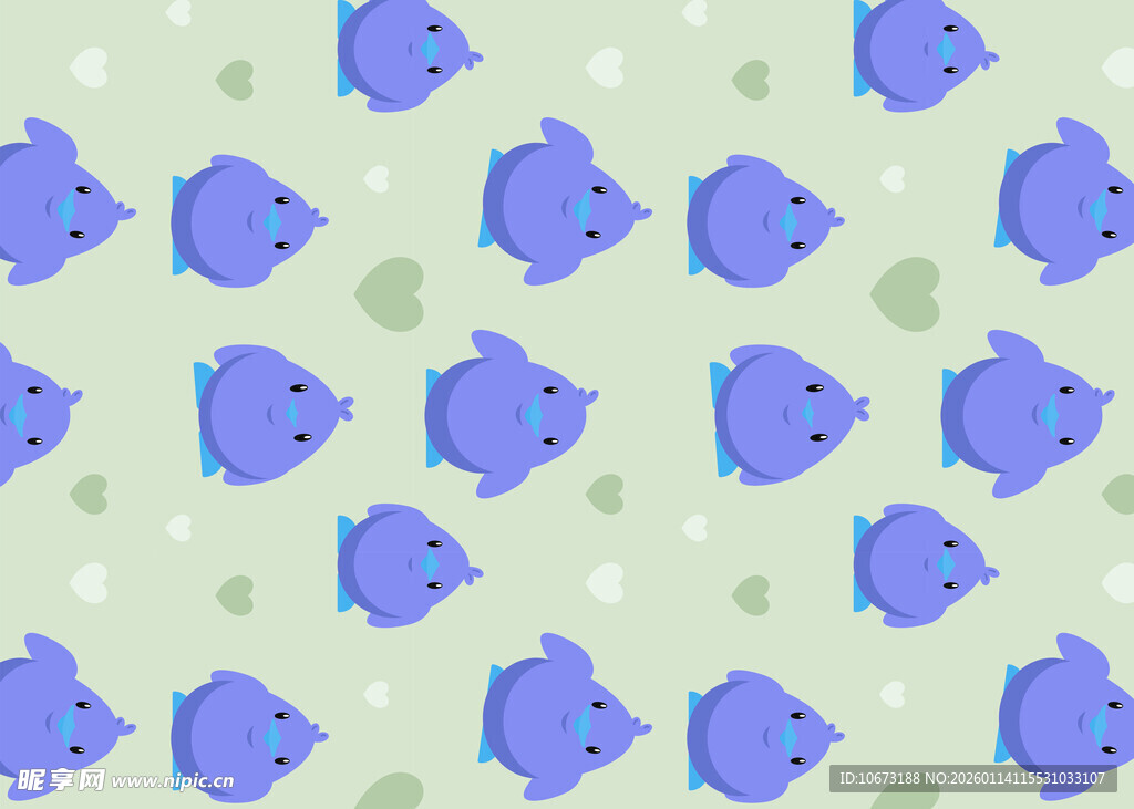 蓝色小鱼图案背景纹理