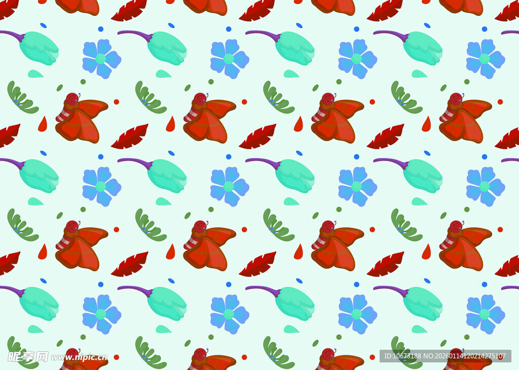 多彩动物花卉图案背景