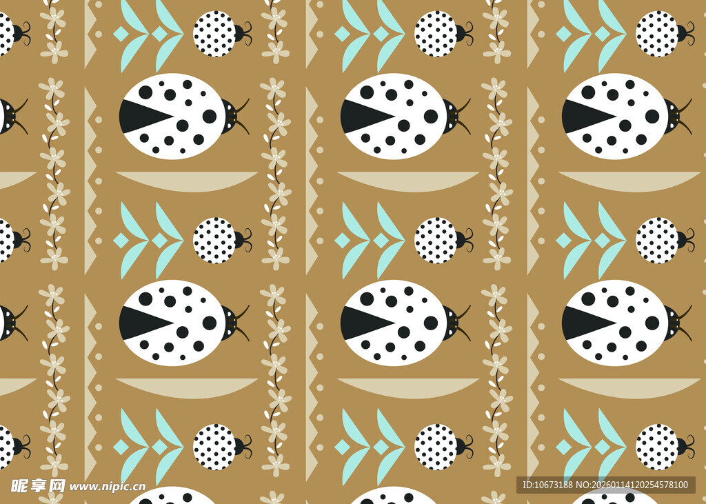 瓢虫几何图案背景纹理